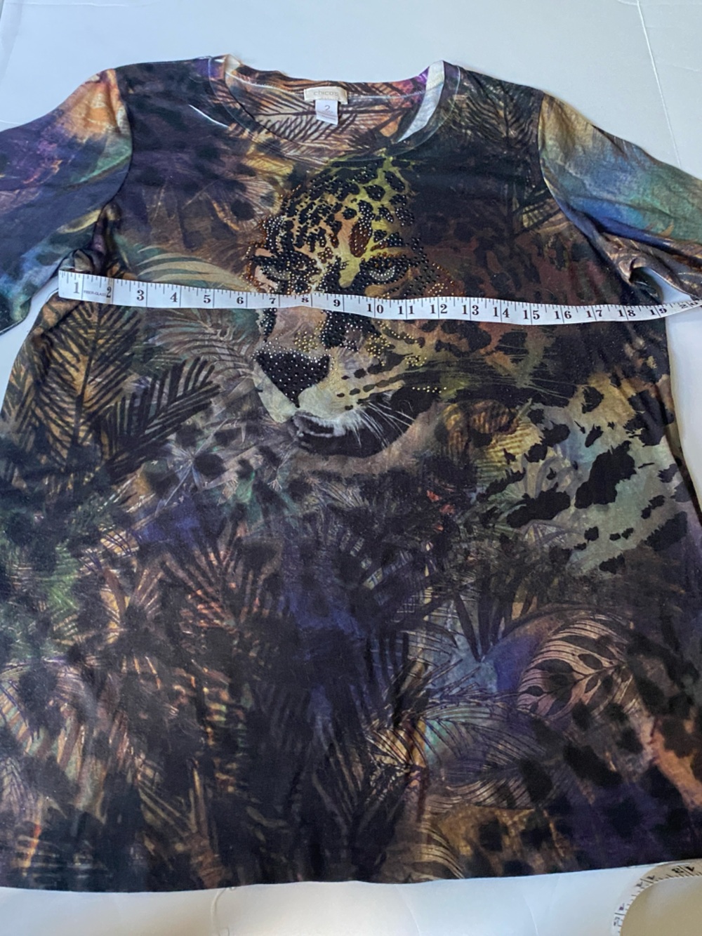 Chico's Jewel-Toned Leopard Face Print Tee